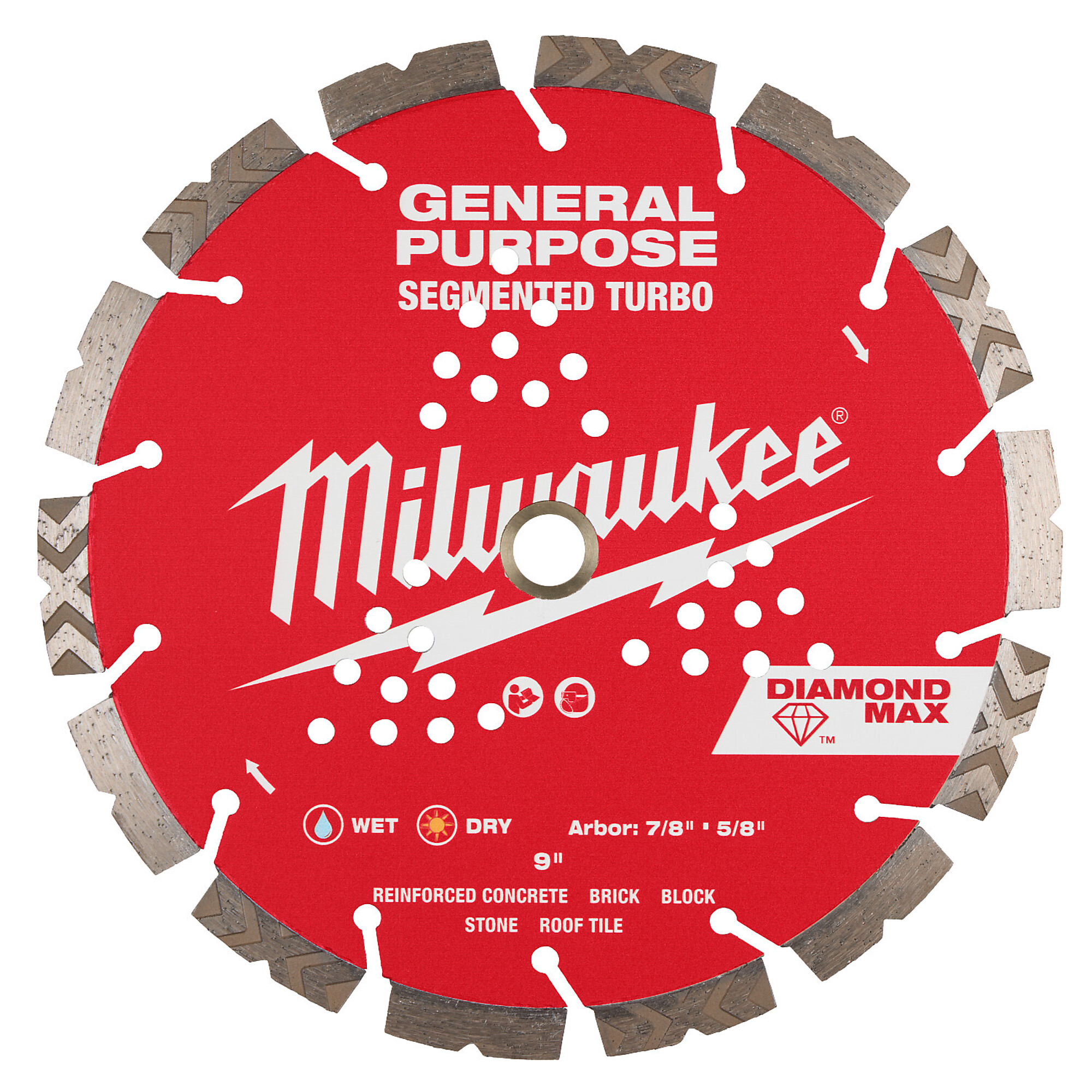 Milwaukee 9" DIAMOND MAX™ Segmented Turbo, General Purpose&nbsp;Diamond Blade, Model# 49-93-9009